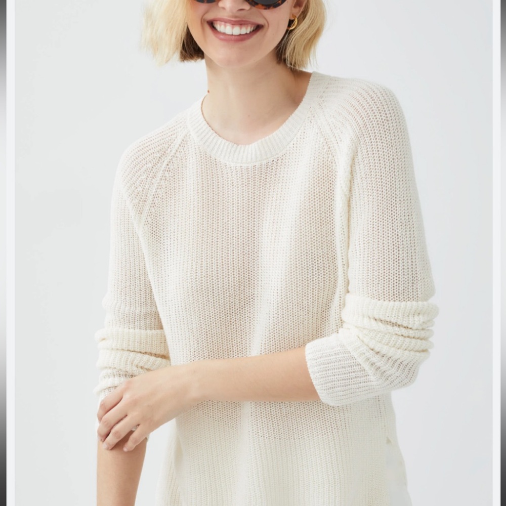 J. McLaughlin Cream Crew Neck Knit Sweater